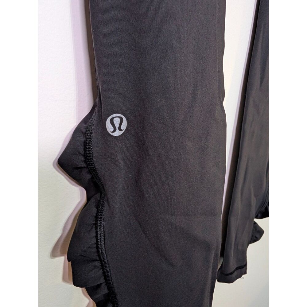 Lululemon Speed Tight Leggings Ruched Size 8 Black Blue Green Band Athleisure - Picture 6 of 6
